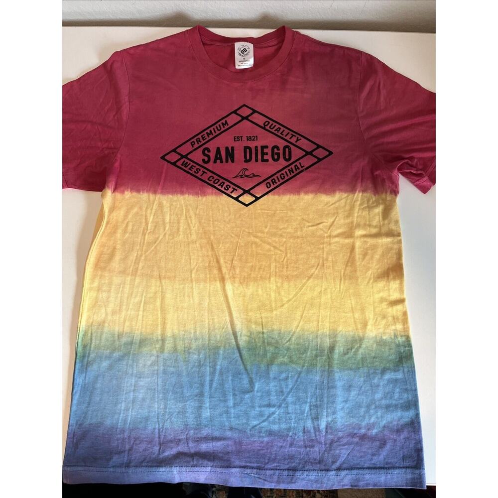 Ocean Beach San Diego Med T Shirt Rainbow Tie Dye Snowcone West Coast Clean! EUC